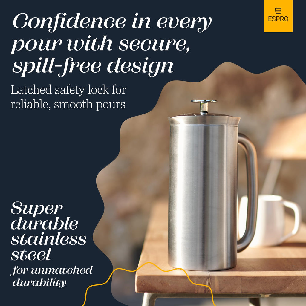 18oz Brushed Stainless Steel French Press D168