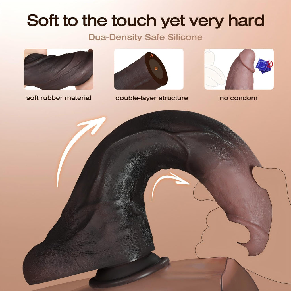11.5 Inch Black Silicone Dildo L394