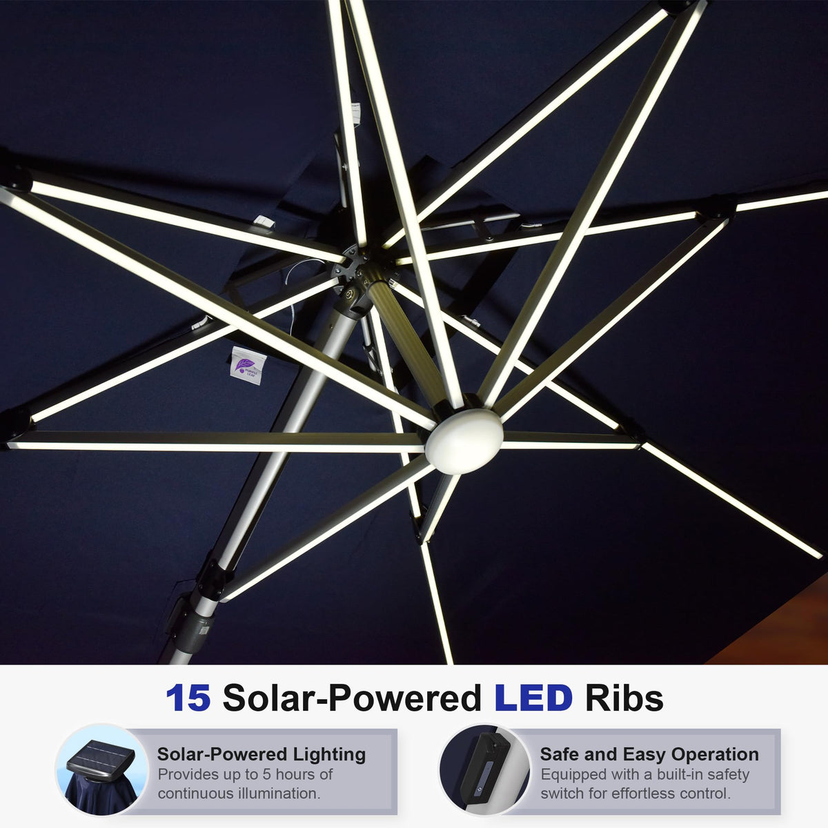 12'X12' Double Top Solar LED Light Patio Umbrella L84272