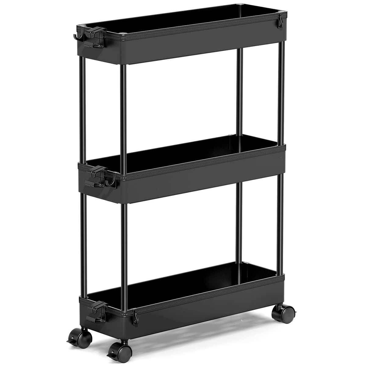 Black 3 Tier Slim Rolling Storage Cart F891162
