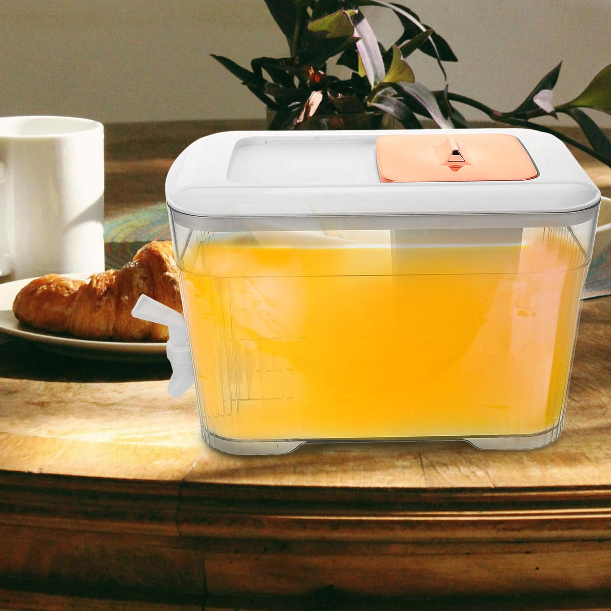 White Plastic Water Jug with Faucet and Lid V1161
