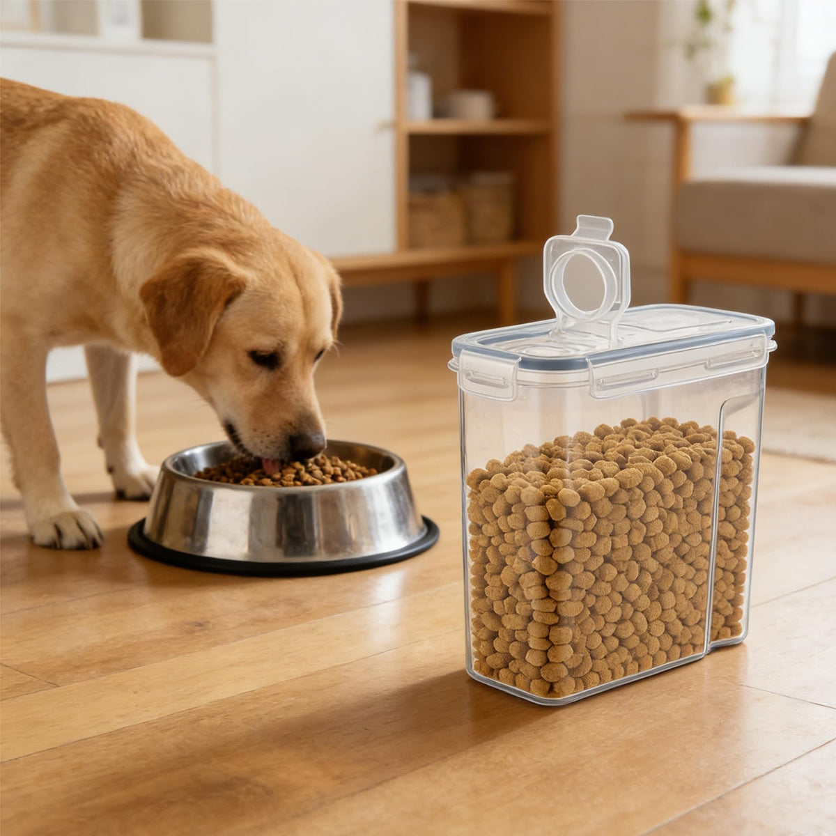 2 Pack Airtight Pet Food Storage Container with Lid, Scoop and Measuring Cup F567418