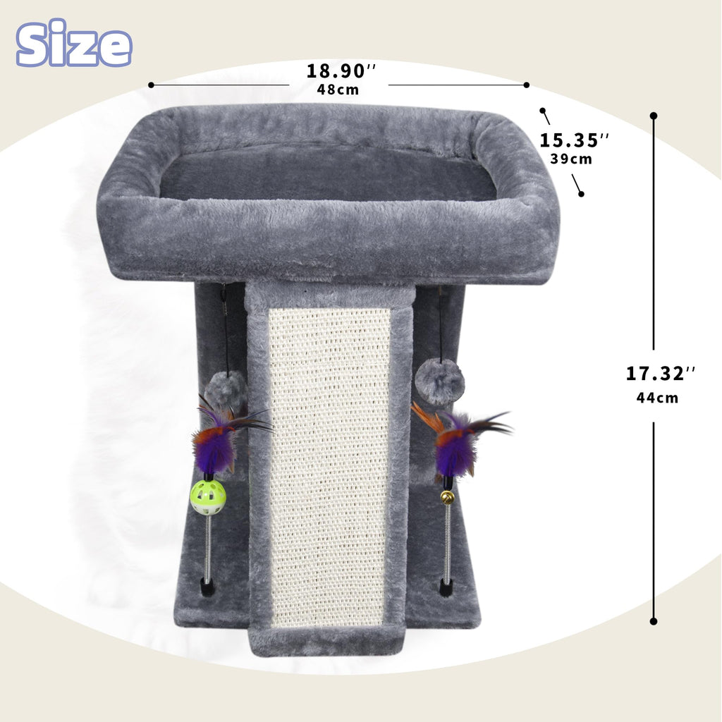 Grey Cat Tree Tower with Scratching Post A90942