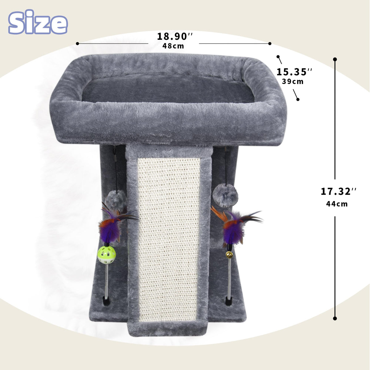 Grey Cat Tree Tower with Scratching Post A90942