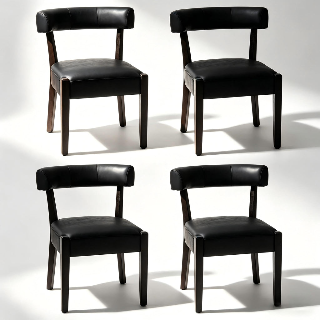 Black Faux Leather Dining Chairs Set of 4 P84507