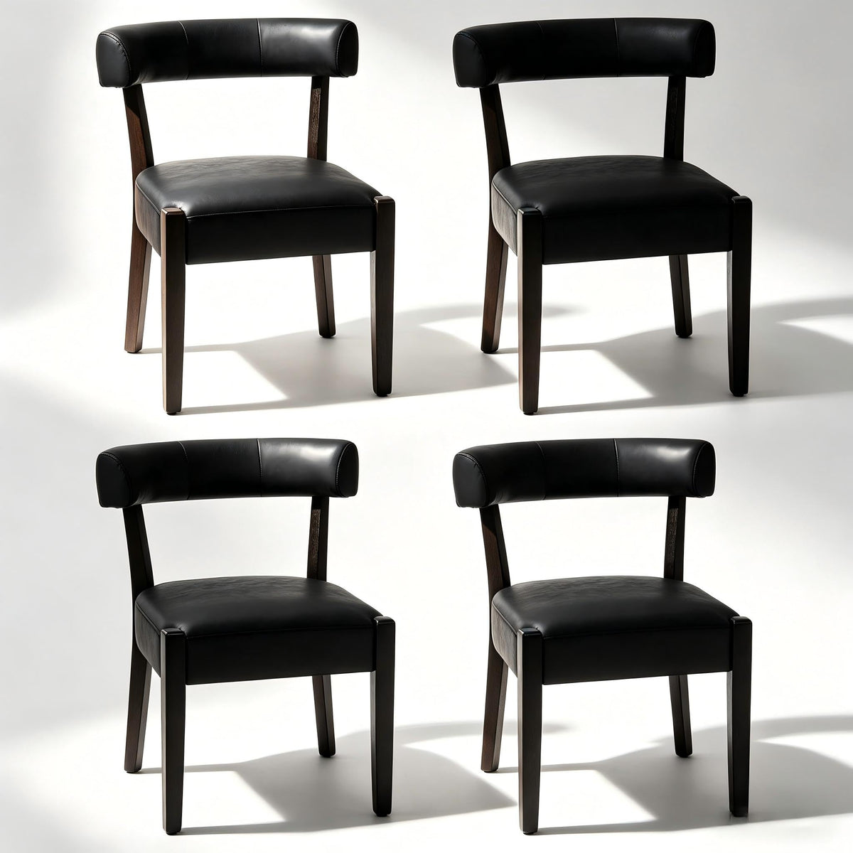 Black Faux Leather Dining Chairs Set of 4 P84507