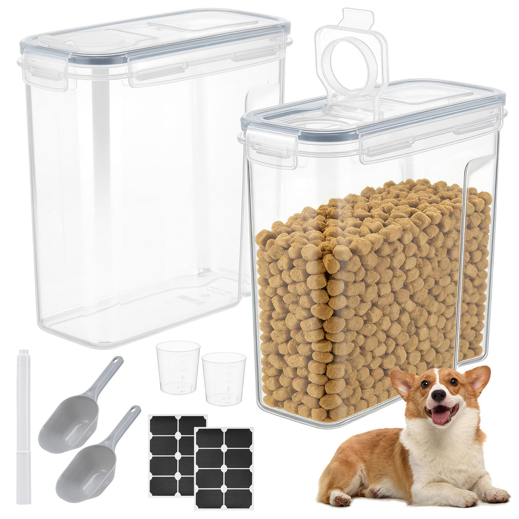 2 Pack Airtight Pet Food Storage Container with Lid, Scoop and Measuring Cup F567418