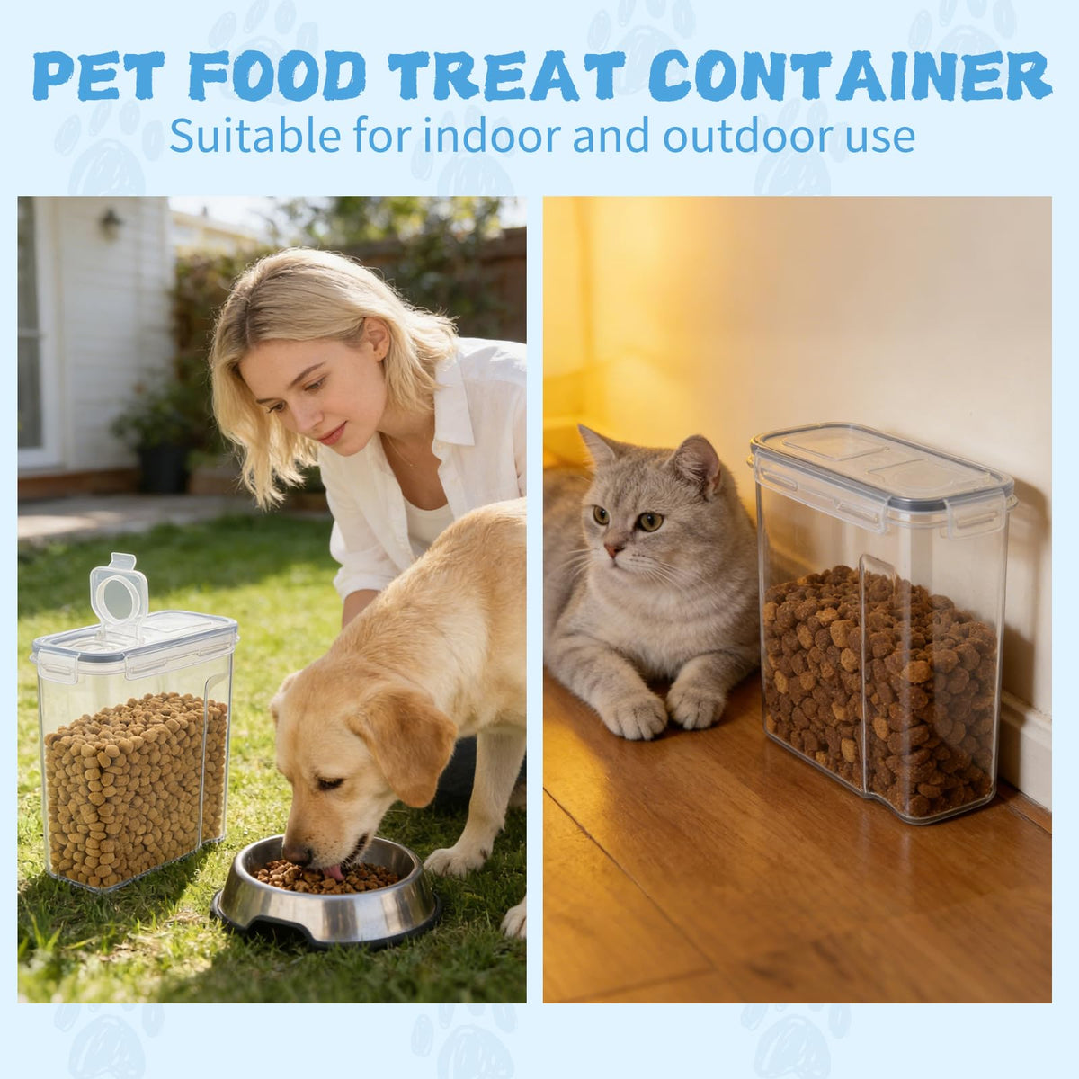 2 Pack Airtight Pet Food Storage Container with Lid, Scoop and Measuring Cup F567418