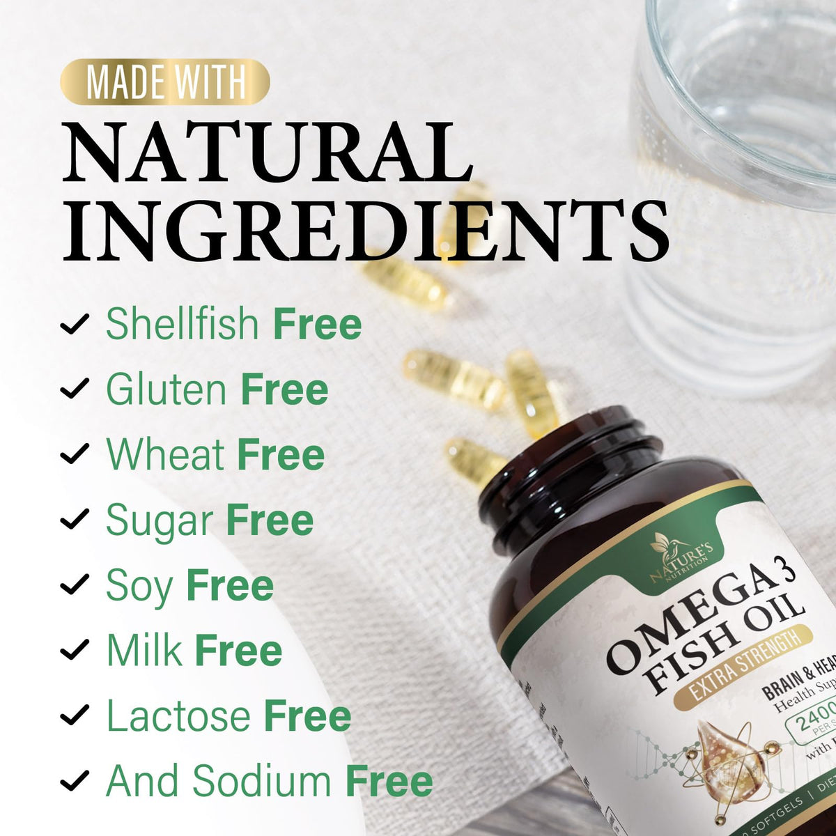 Omega 3 Fish Oil 2400mg 120 Softgels S86688