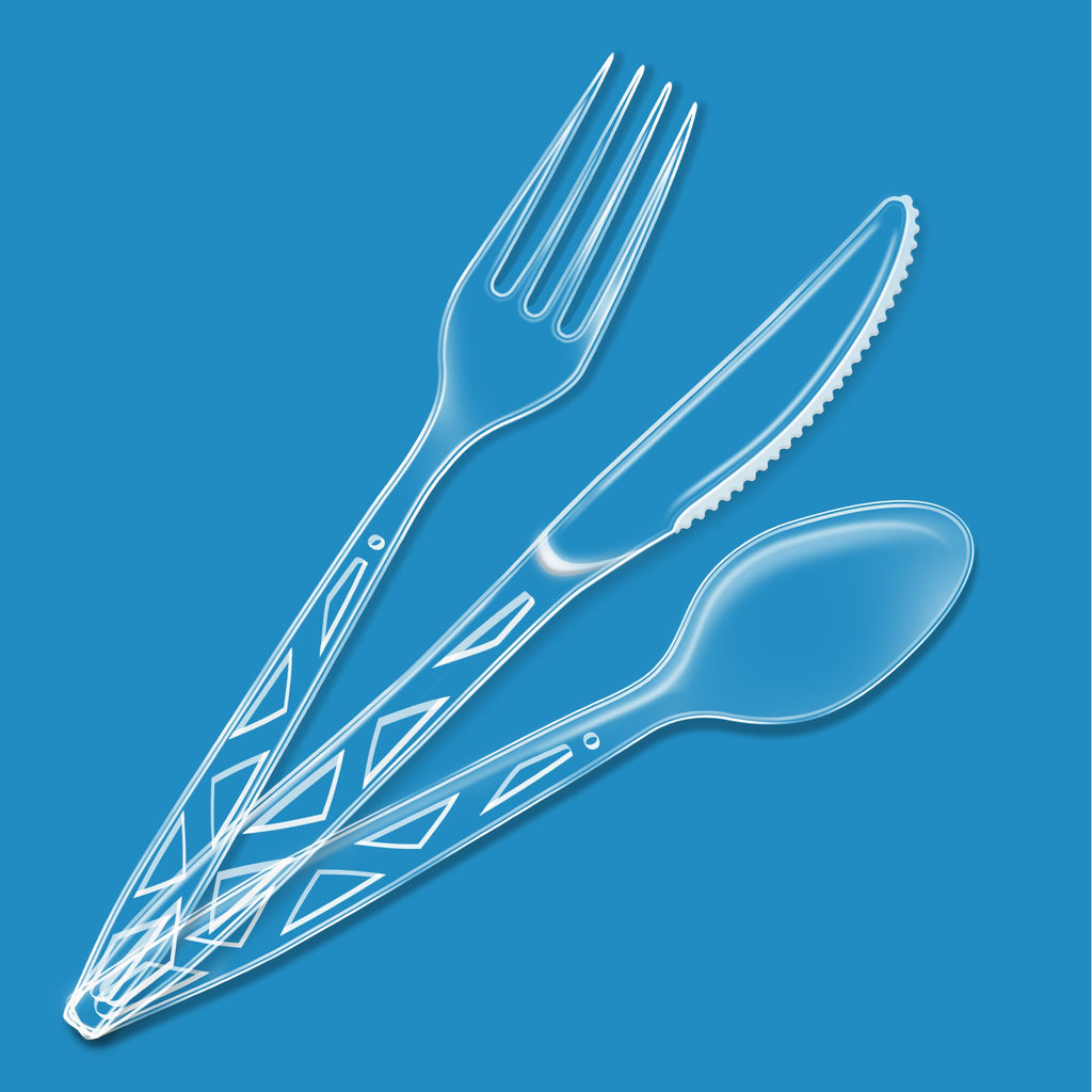 Clear Plastic Cutlery Set, 192 Count Combo Forks, Spoons and Knives N36968