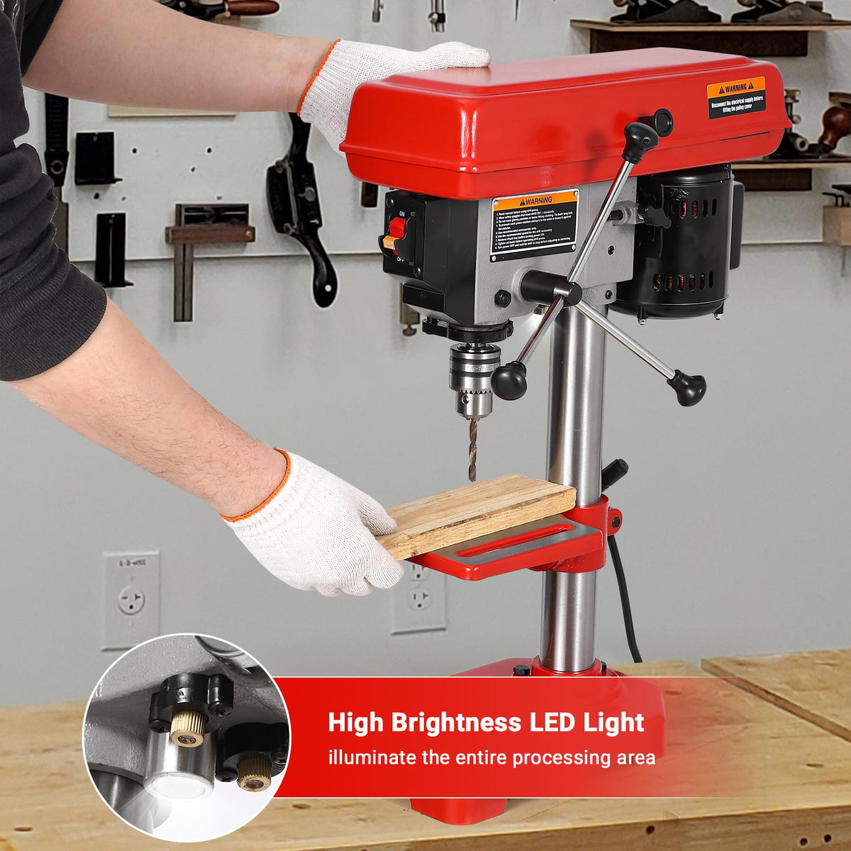 8" Benchtop Drill Press with 5 Adjustable Speeds and Tilting Worktable I896292