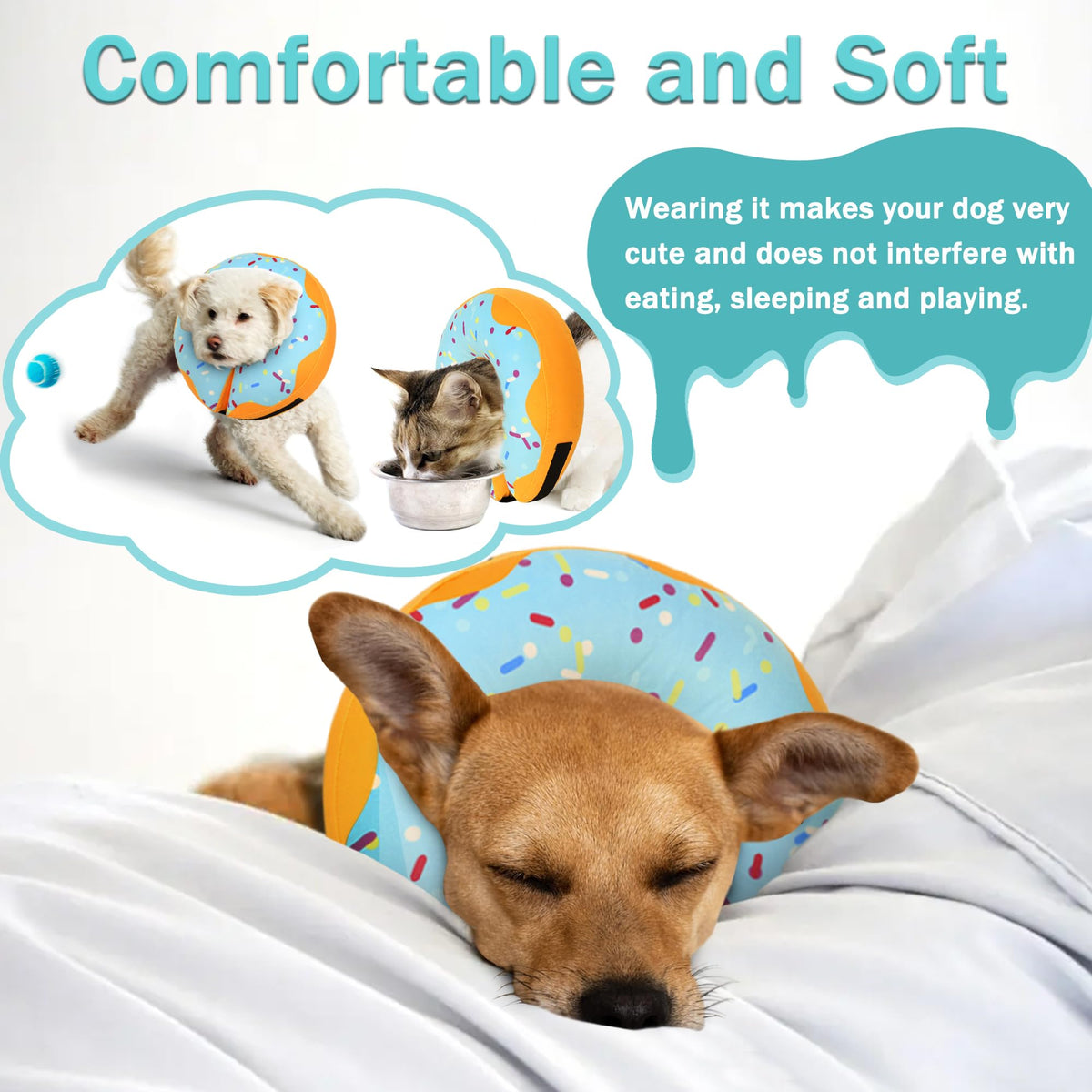 Inflatable Dog Cone Collar Alternative, Adjustable Soft Pet Neck Donut O53210