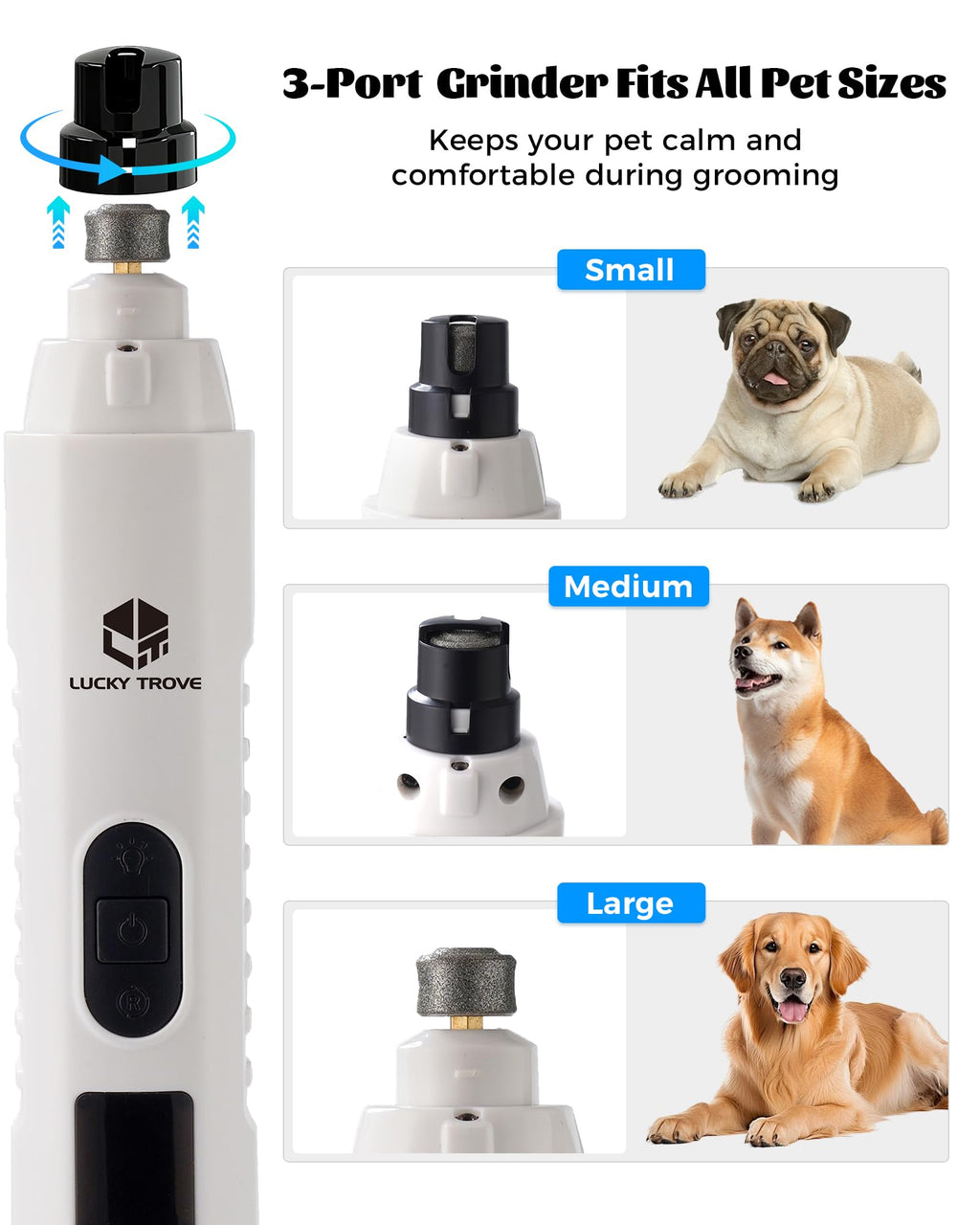 Silent Dog Nail Grinder 5 Speeds with dual LED Lights N2560