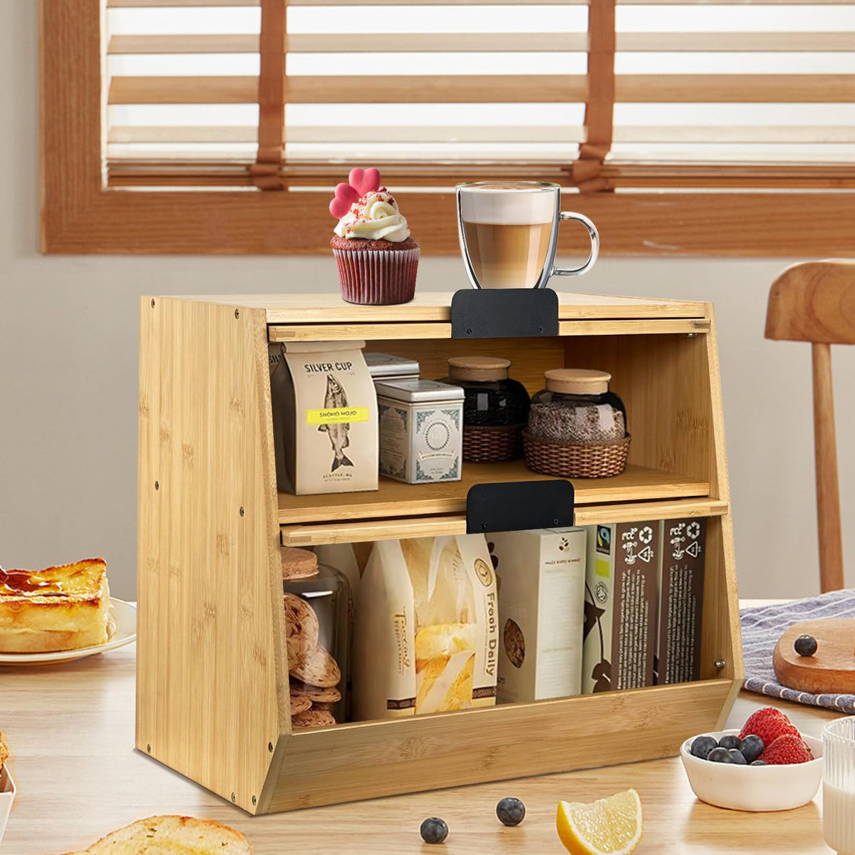 Wooden Bread Box with Window B47248