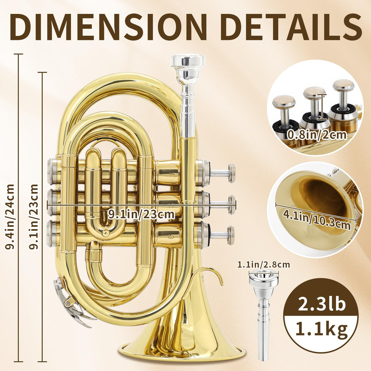 Bb Pocket Trumpet with Case, 7C Mouthpiece and Cleaning Kit N390