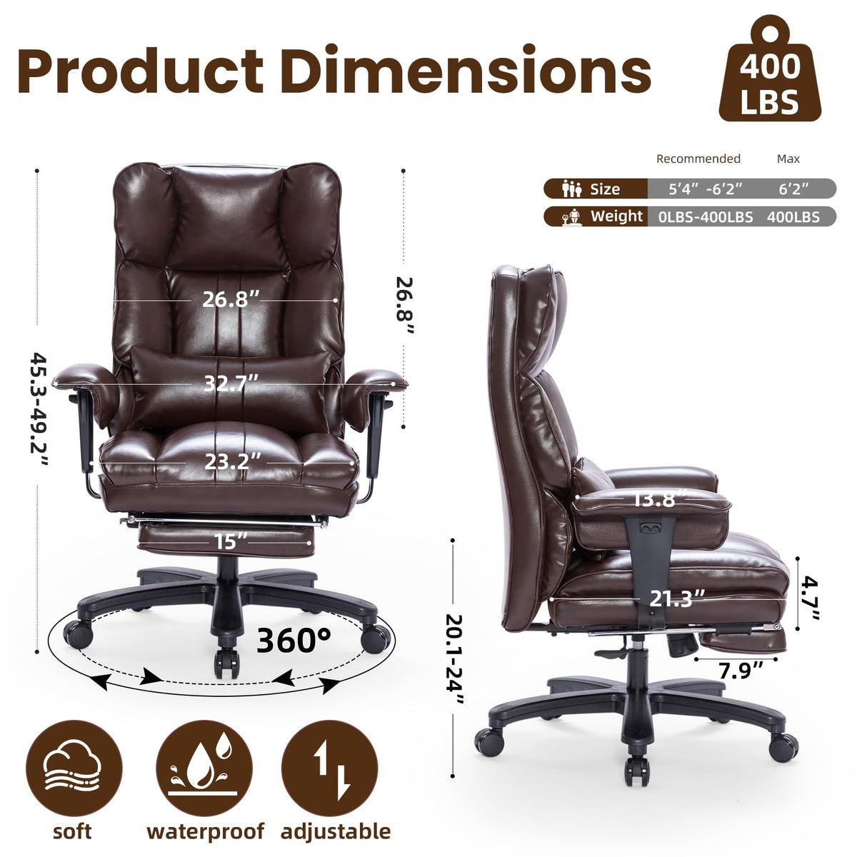 Big and Tall Office Chair with Foot Rest S533964