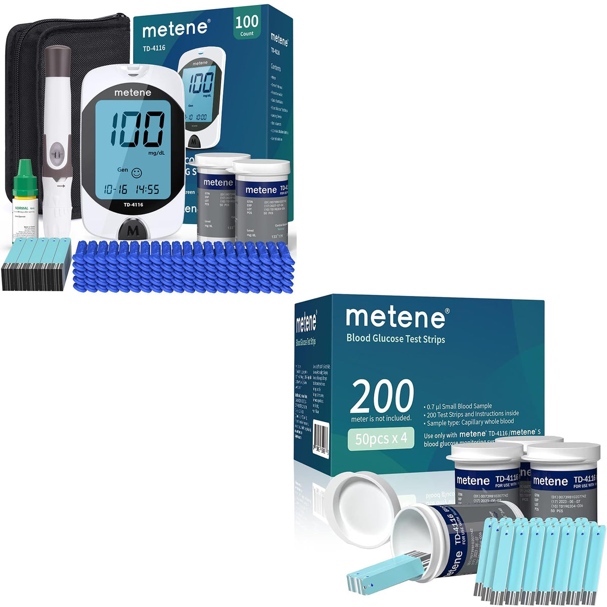 Blood Glucose Monitor Kit & 200 Test Strips K8543