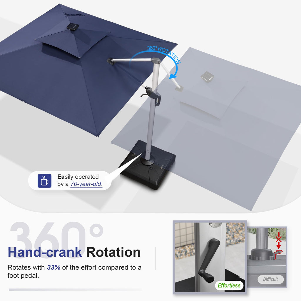 12'X12' Double Top Solar LED Light Patio Umbrella L84272