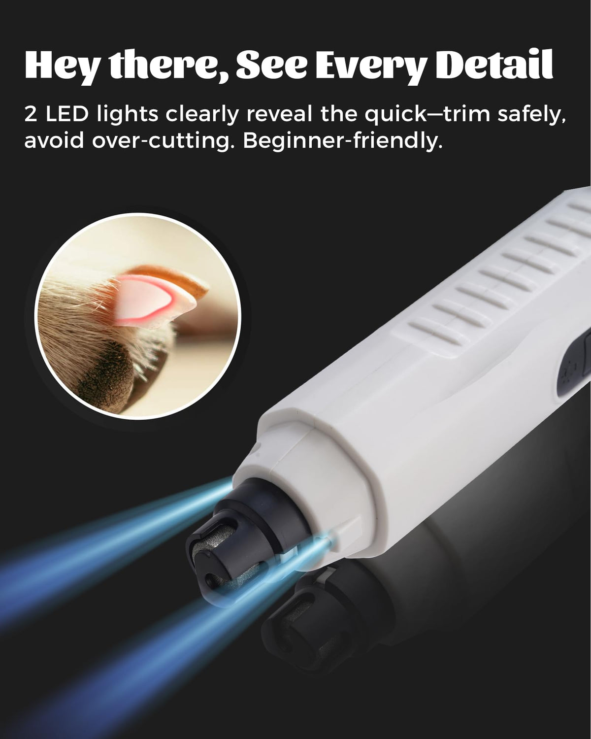Silent Dog Nail Grinder 5 Speeds with dual LED Lights N2560