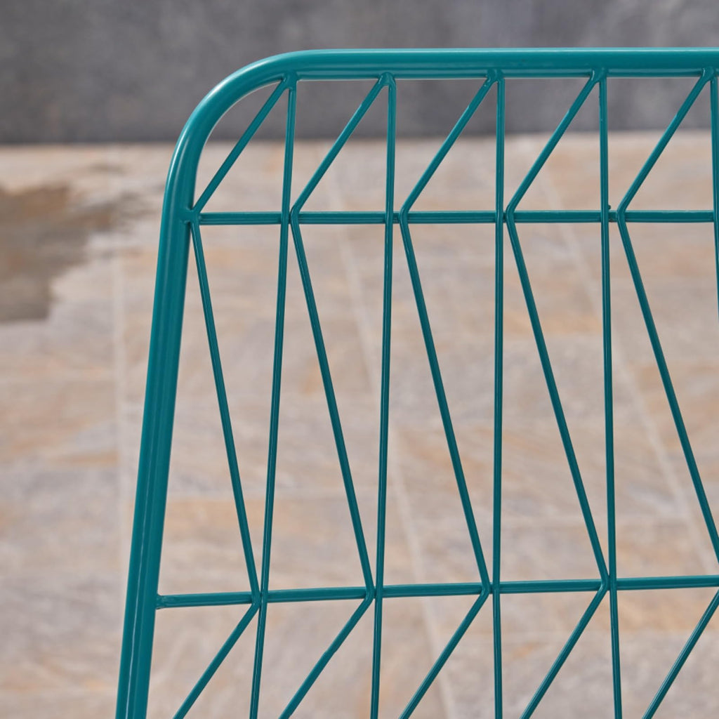 Teal Iron Patio Bar Stools with Cushion, Set of 2 Y261