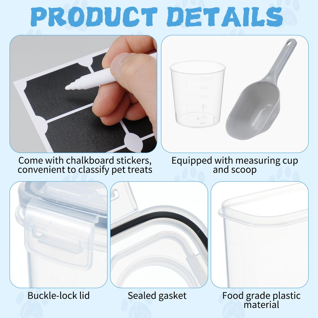 2 Pack Airtight Pet Food Storage Container with Lid, Scoop and Measuring Cup F567418