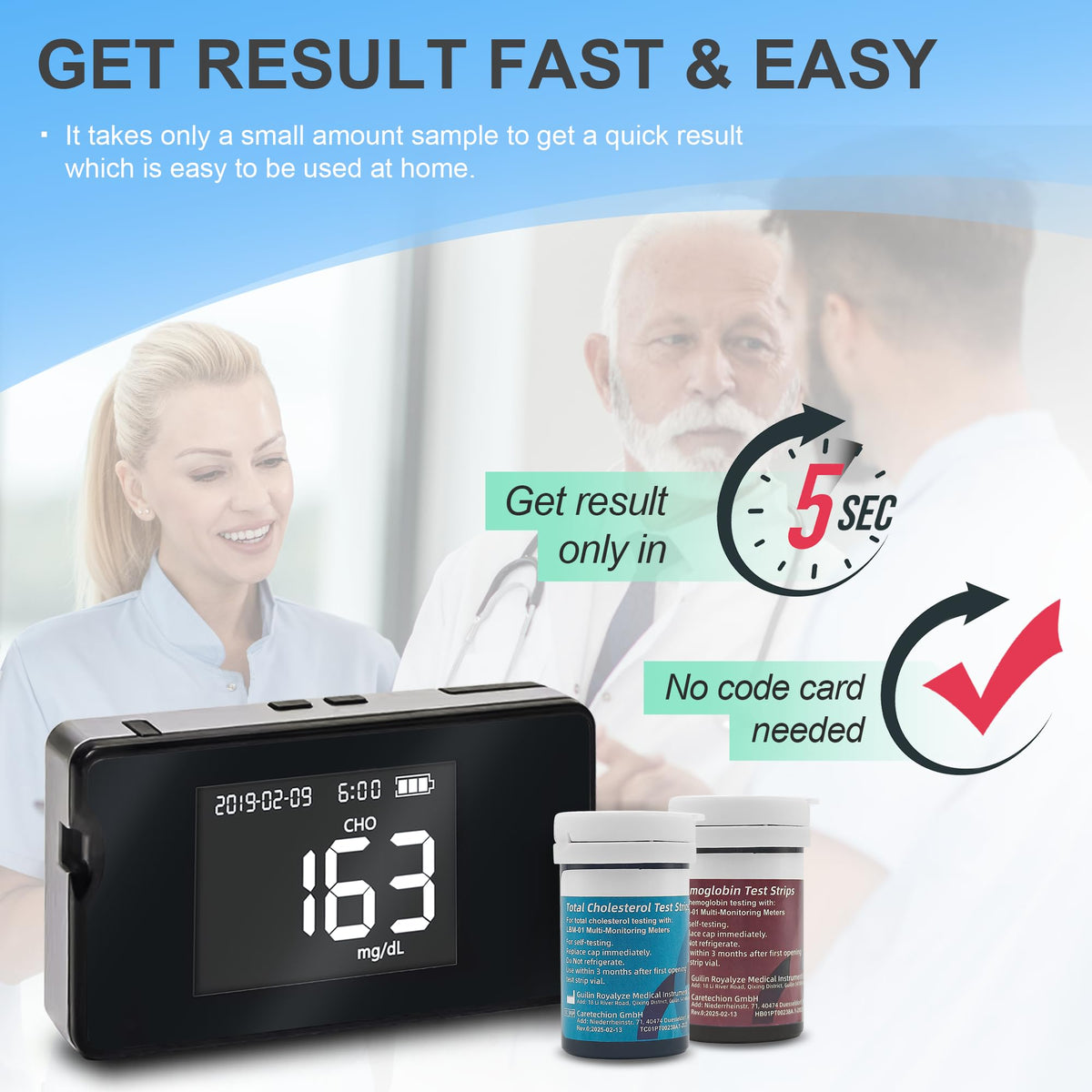 Hemoglobin Test Meter with 25 Test Strips F756541