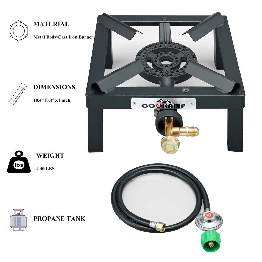 Single High Pressure Propane Camp Stove with Adjustable Regulator and Hose Z8007