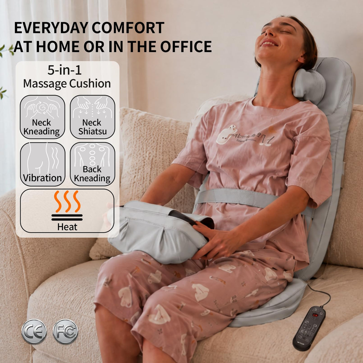 Massage Chair Pad with Heat, Navy Blue S9535