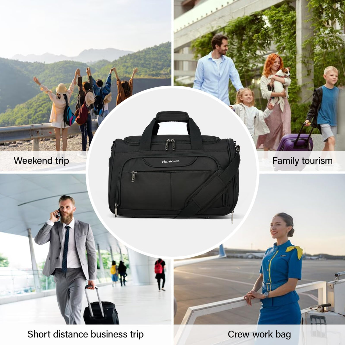 Black Lightweight Water Resistant Foldable Travel Duffel Bag G70936