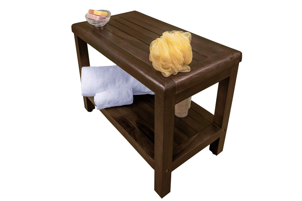 24" Teak Shower Bench with Shelf H1853