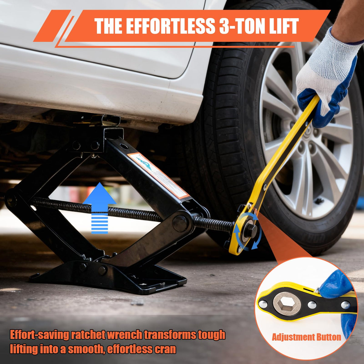 3 Ton Heavy Duty Scissor Jack with Lug Wrench T103