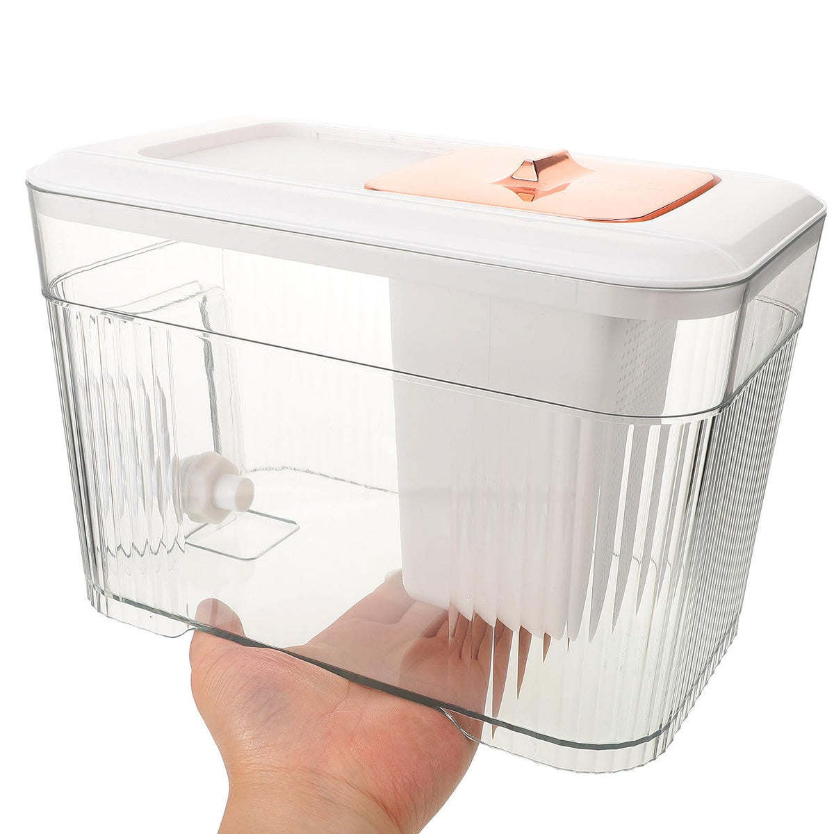 White Plastic Water Jug with Faucet and Lid V1161