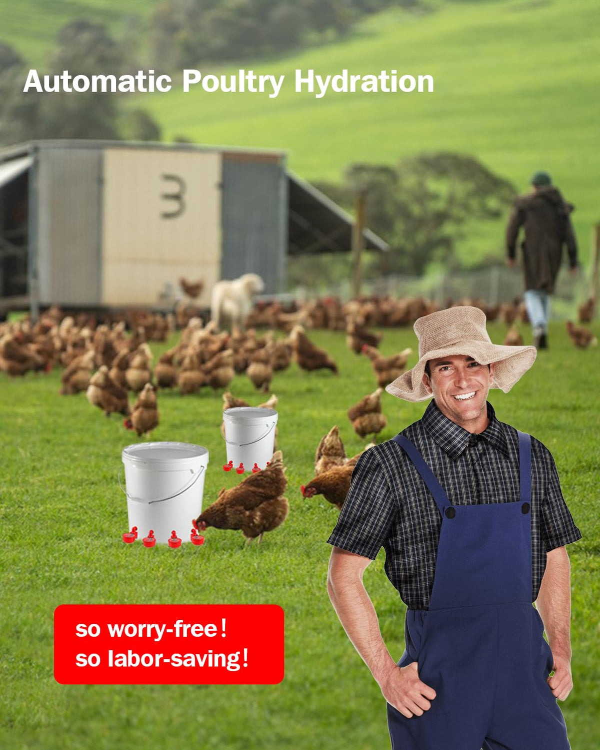 30 Packs Large Automatic Poultry Water Feeder Cups with Tee Fittings N7102
