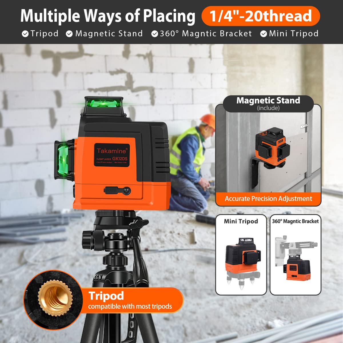 Self Leveling 3D Green Laser Level K978232