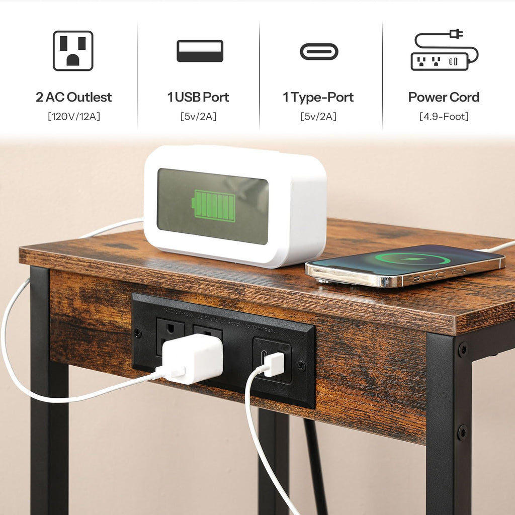 Tall End Table with Charging Station N773