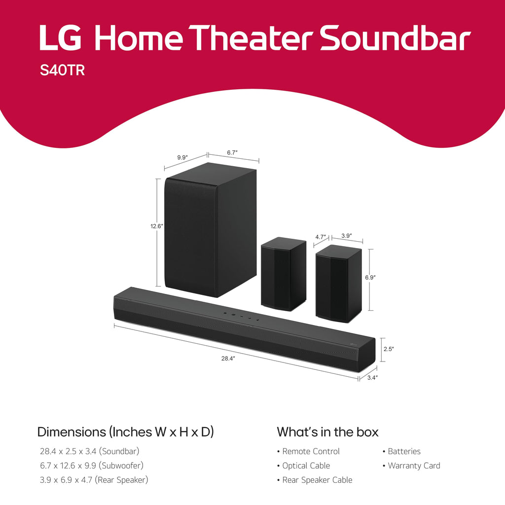 4.1 ch. Home Theater Soundbar with Rear Surround Speakers and Wireless Subwoofer K434502