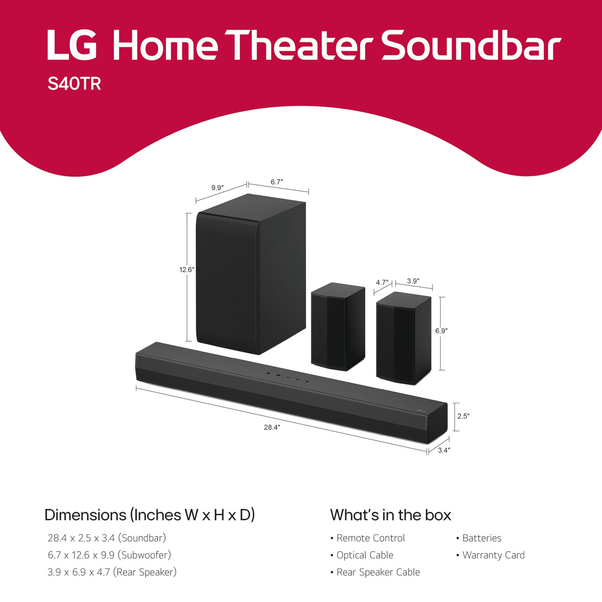 4.1 ch. Home Theater Soundbar with Rear Surround Speakers and Wireless Subwoofer K434502