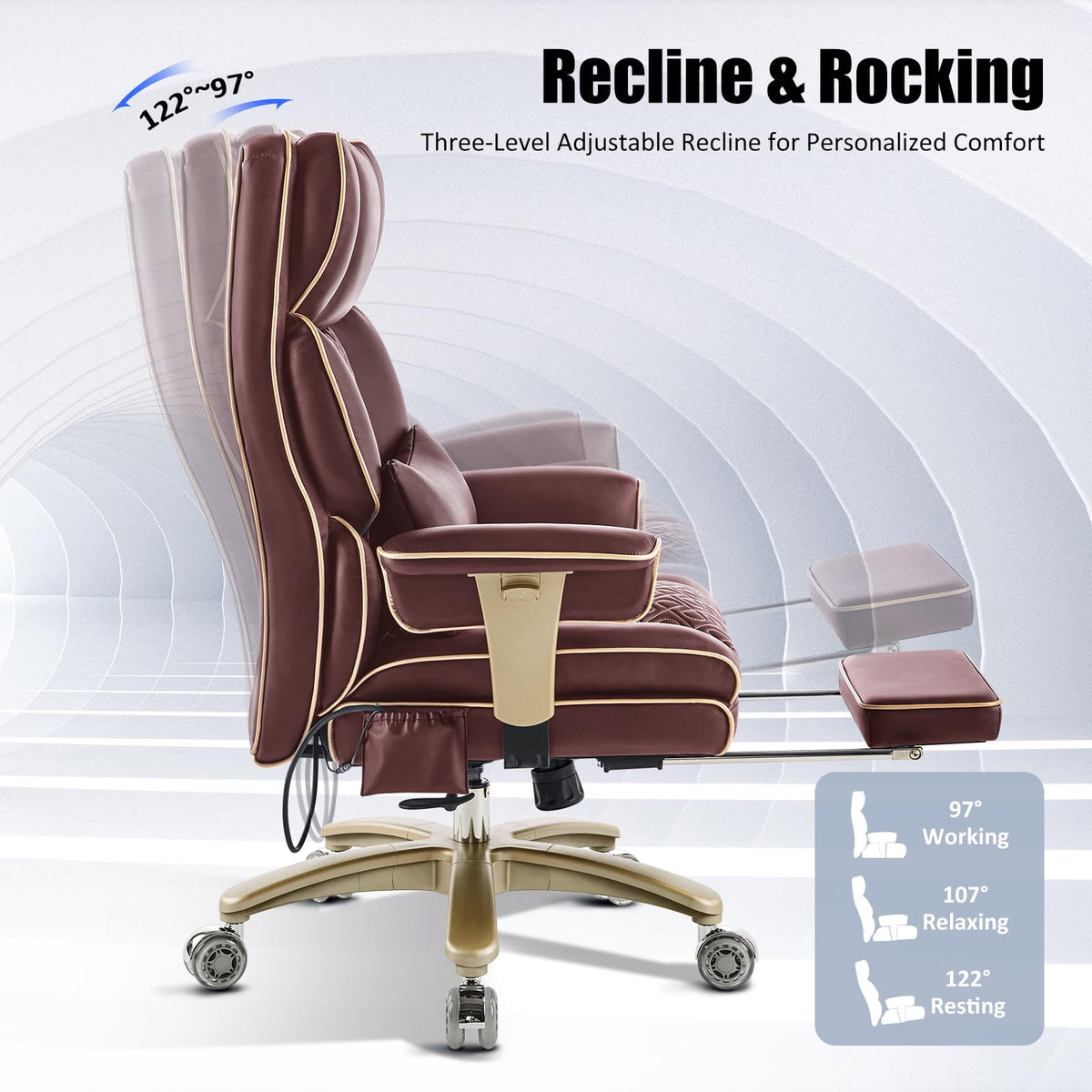 Brown Ergonomic PU Leather Executive Office Chair with Footrest Z87041
