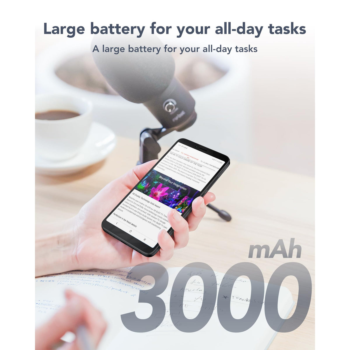 Unlocked Smartphone with 6.0" HD+ Display, 3+32GB, 3000mAh Battery, Android 13, Space Black Q2869