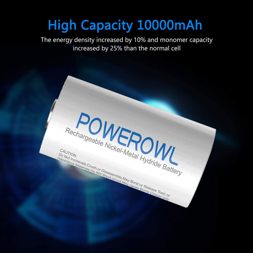 Rechargeable D Batteries 10000mah NiMH 4 Count J940