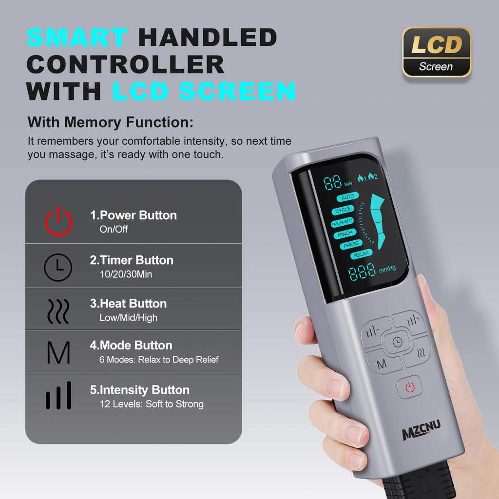 Black Leg Compression Massager with Heated Knee J545