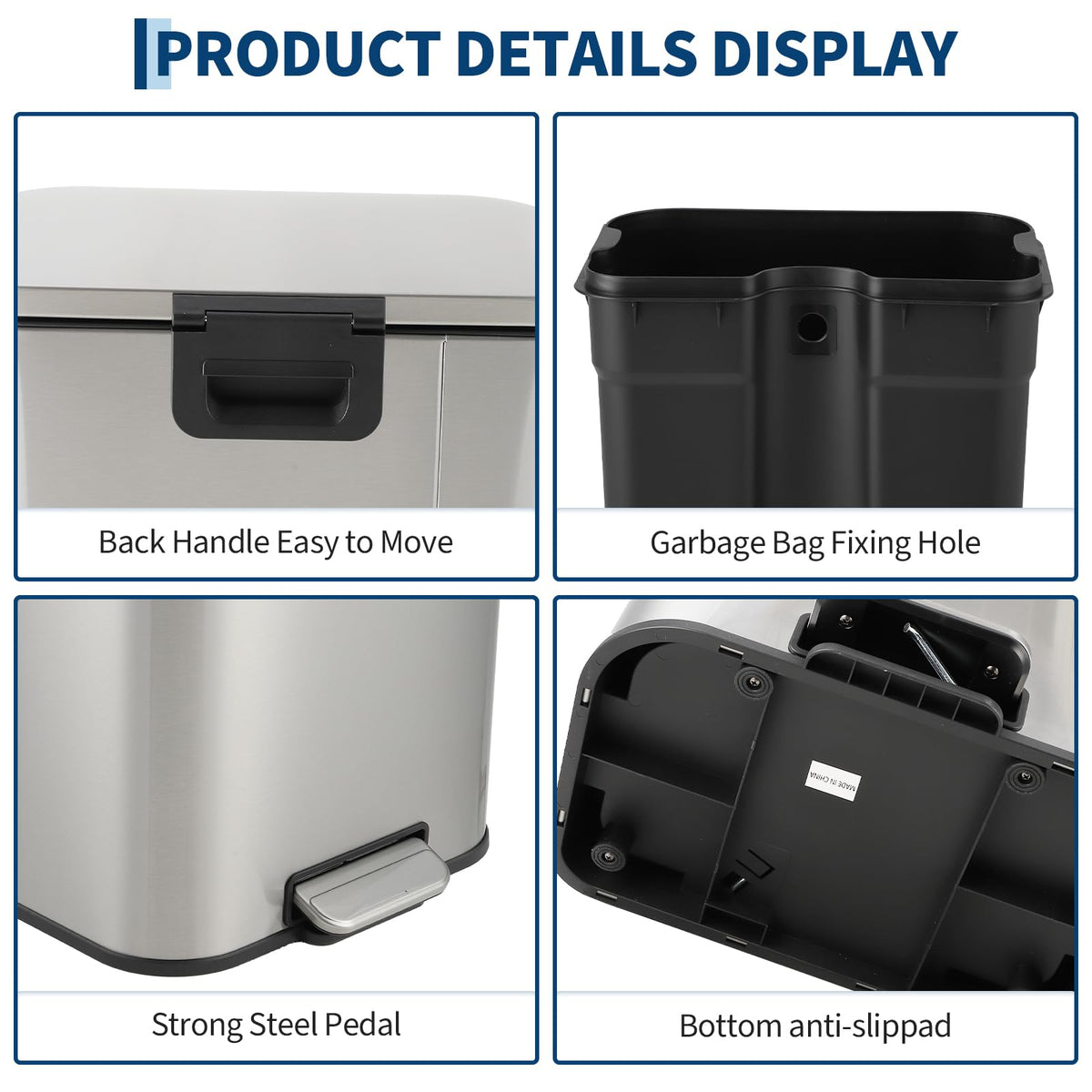 13.2 gal Stainless Steel Step Trash Can F49127