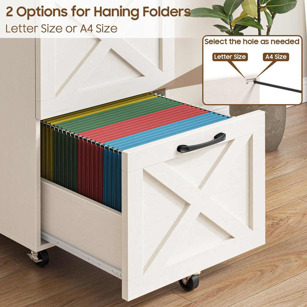 3 Drawer White File Cabinet with Wheels V40127
