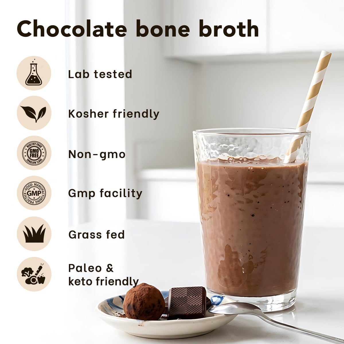 Bone Broth Protein Powder Hot Chocolate Cocoa G9733