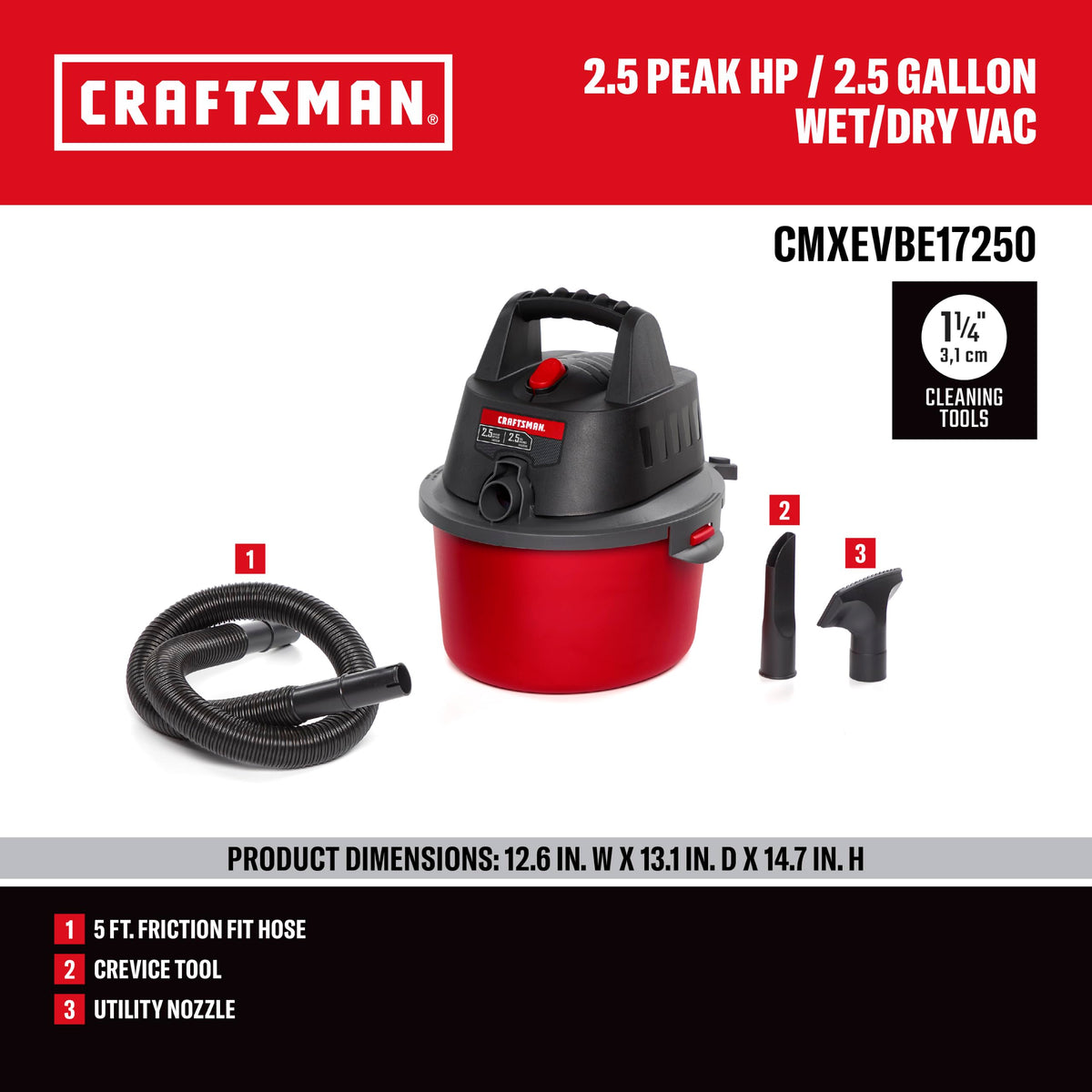 2.5 Gallon Wet Dry Shop Vacuum K37250
