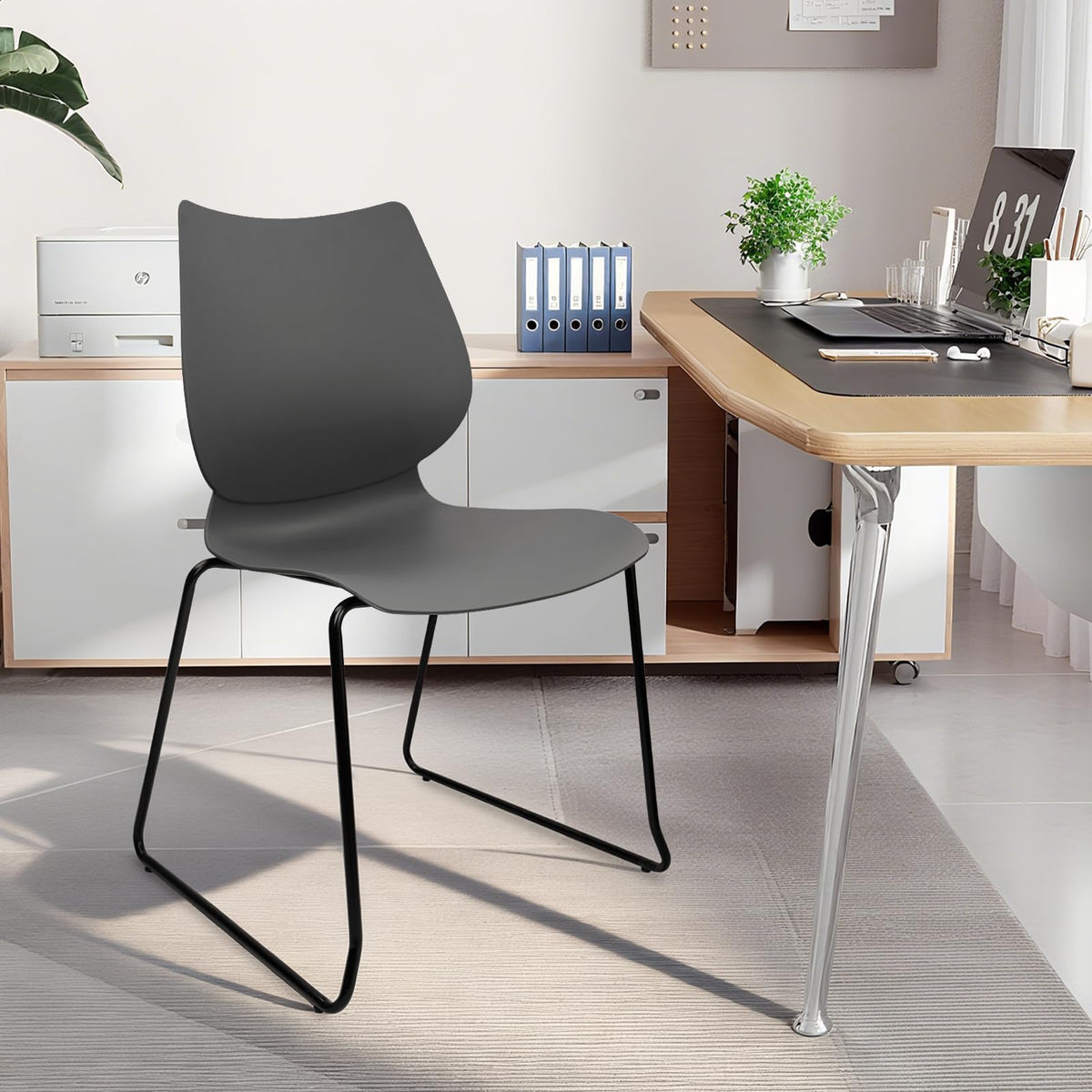 Stacking Chairs with Metal Legs Set of 12, Grey M9336