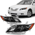 Headlights For Toyota Camry 2007-2009 Black Housing Amber Reflector Clear Lens K38525