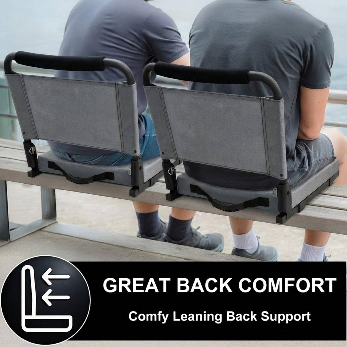 Folding Bleacher Seat with Back Support, Cushion and Shoulder Strap P6661