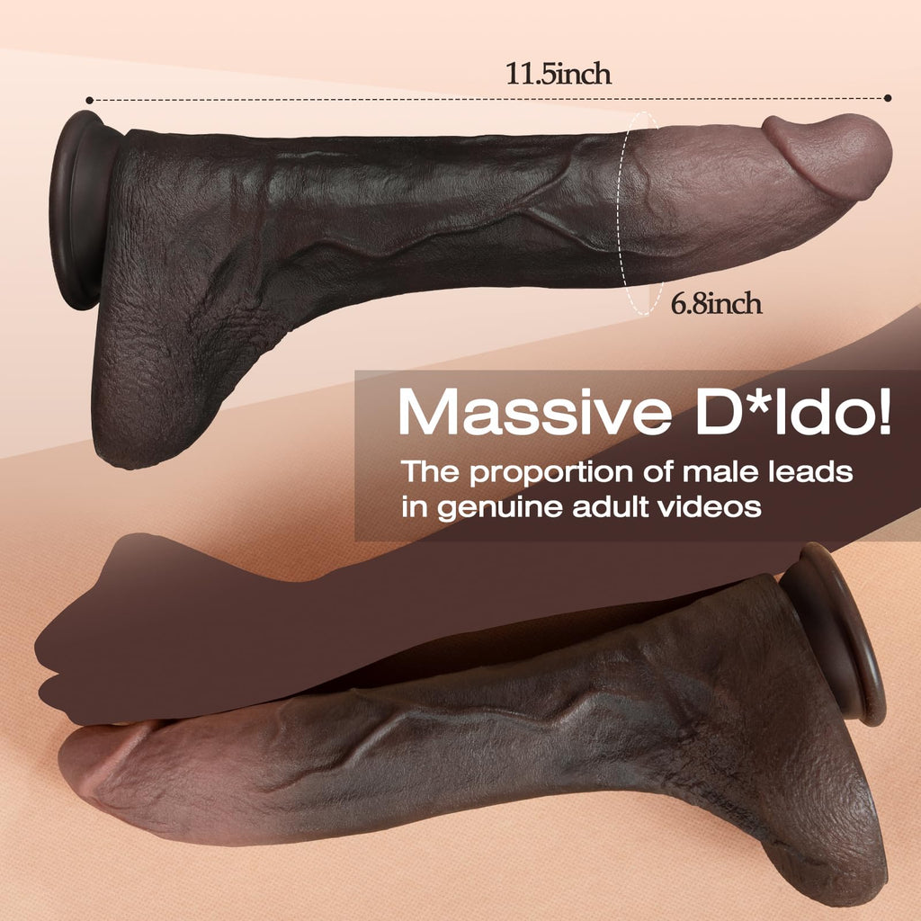 11.5 Inch Black Silicone Dildo L394