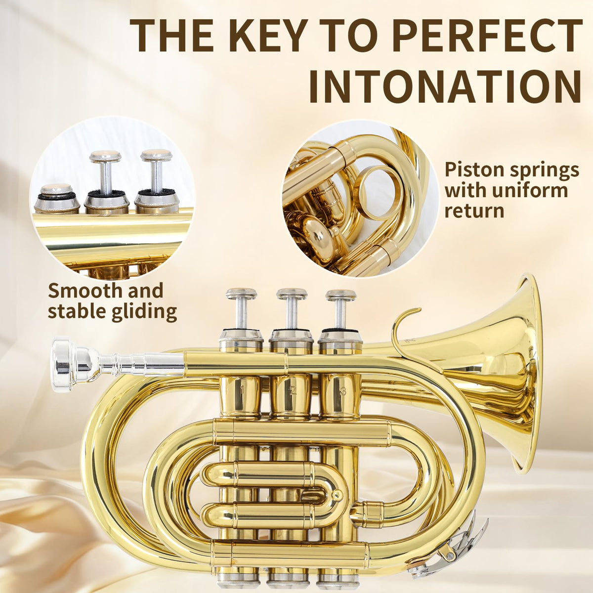 Bb Pocket Trumpet with Case, 7C Mouthpiece and Cleaning Kit N390